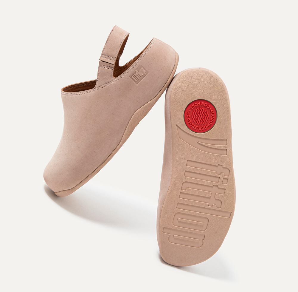 Chodaki Fitflop SHUV Nubuck Back-Strap Damskie Beżowe | Polska-97683