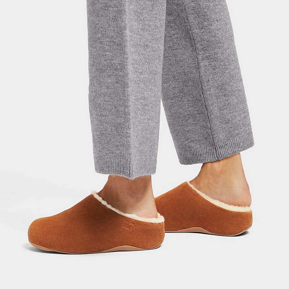 Chodaki Fitflop SHUV Shearling-Lined Suede Damskie Głęboka Brązowe | Polska-52640