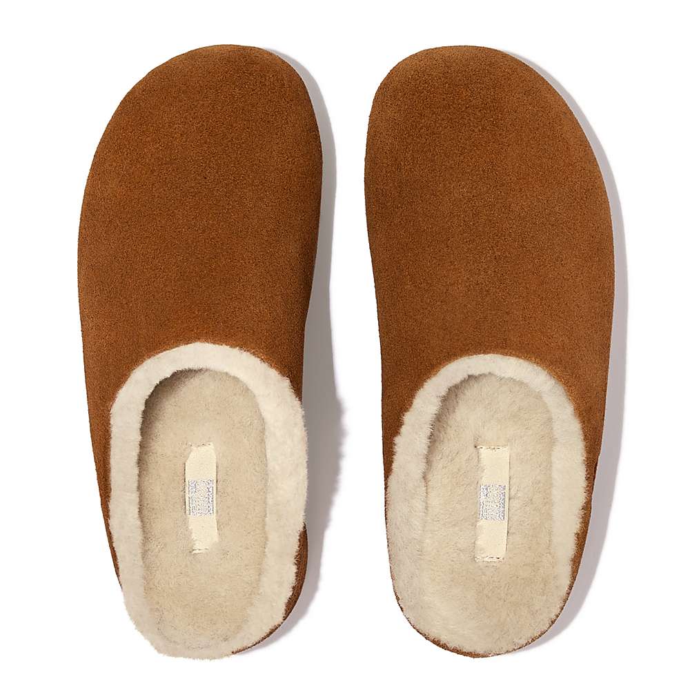 Chodaki Fitflop SHUV Shearling-Lined Suede Damskie Głęboka Brązowe | Polska-52640