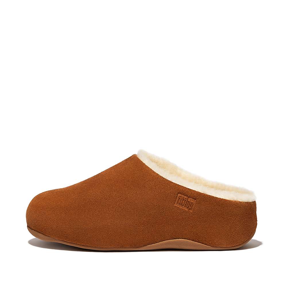 Chodaki Fitflop SHUV Shearling-Lined Suede Damskie Głęboka Brązowe | Polska-52640