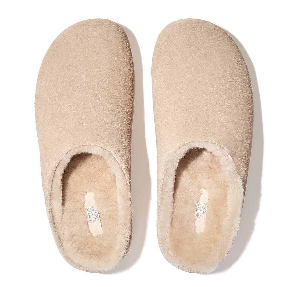 Chodaki Fitflop SHUV Shearling-Lined Suede Damskie Kremowe | Polska-93061