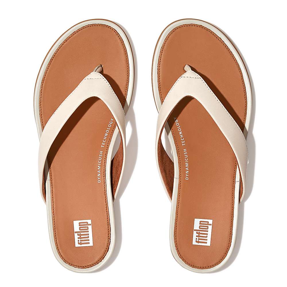 Japonki Fitflop GRACIE Leather Damskie Szare Beżowe | Polska-43768