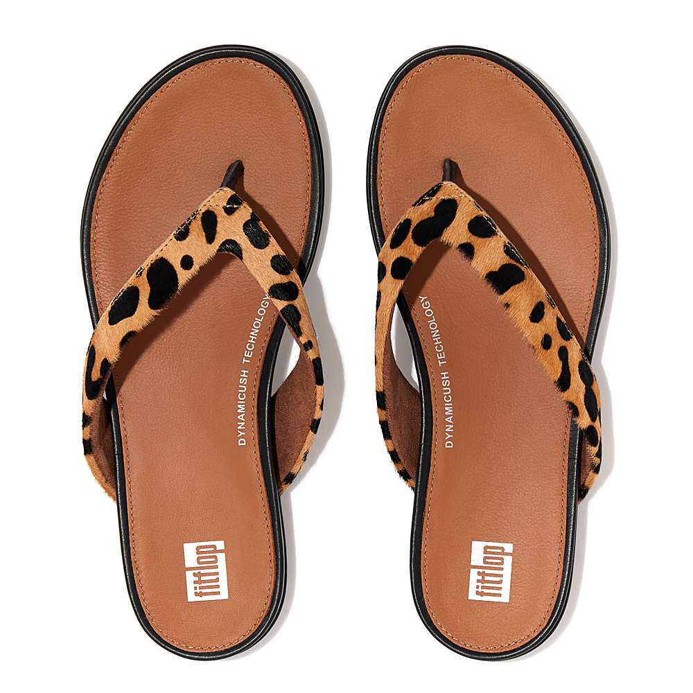 Japonki Fitflop GRACIE Leopard-Print Leather Damskie Panterka | Polska-86324