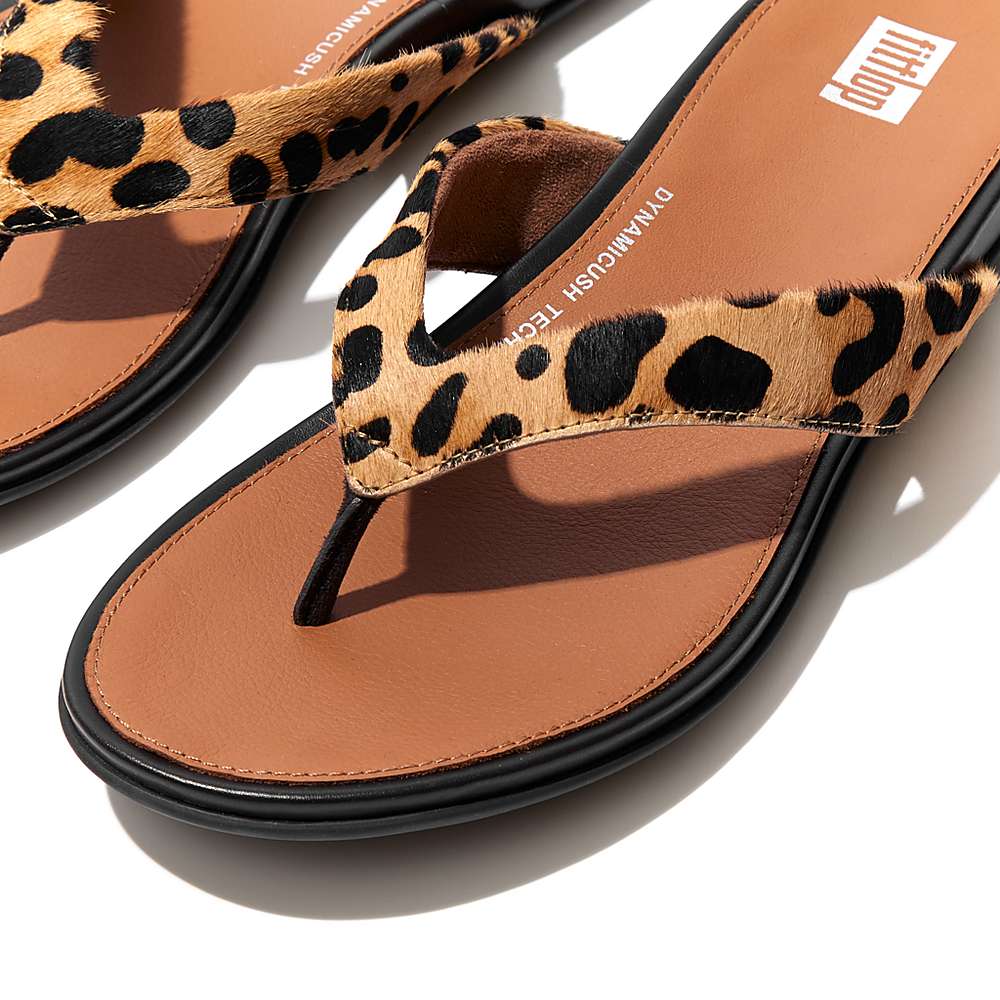 Japonki Fitflop GRACIE Leopard-Print Leather Damskie Panterka | Polska-86324