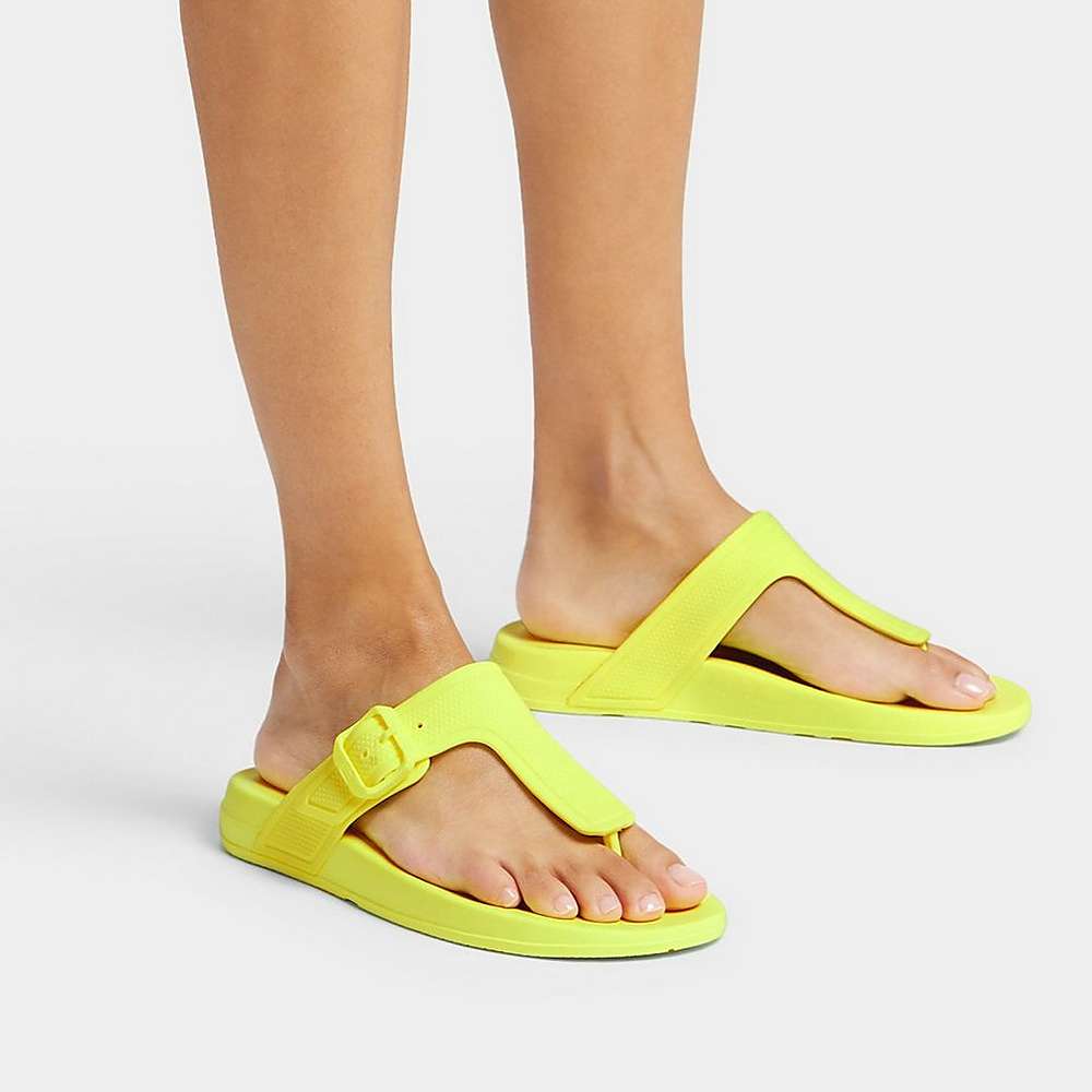 Japonki Fitflop IQUSHION Adjustable Buckle Damskie Żółte | Polska-16395