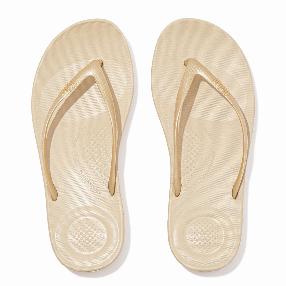 Japonki Fitflop IQUSHION Ergonomic Damskie Złote | Polska-05486