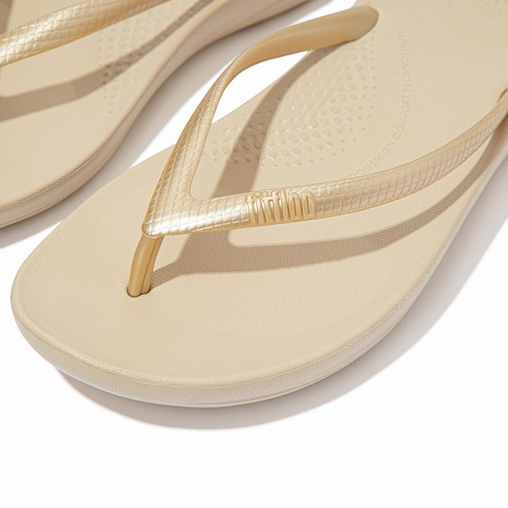 Japonki Fitflop IQUSHION Ergonomic Damskie Złote | Polska-05486