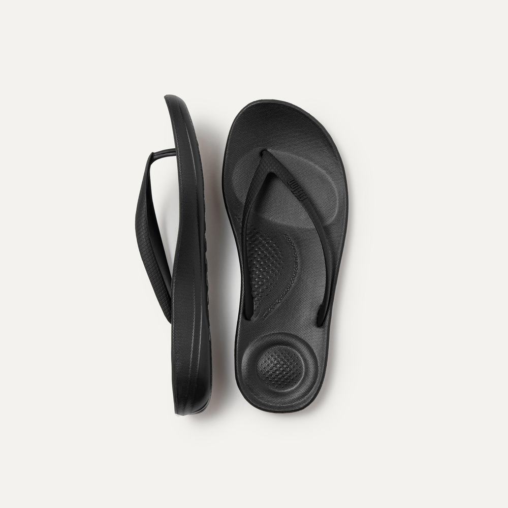 Japonki Fitflop IQUSHION Ergonomic Damskie Czarne | Polska-57438