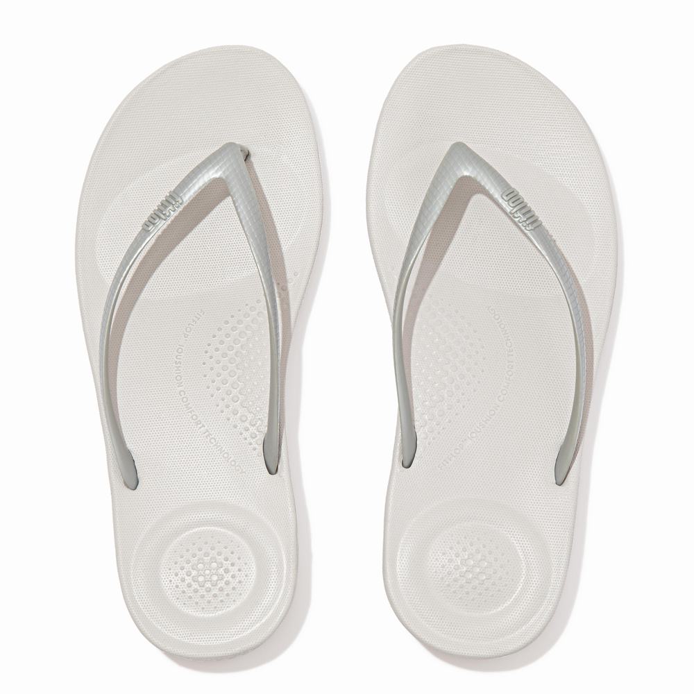 Japonki Fitflop IQUSHION Ergonomic Damskie Srebrne | Polska-87935