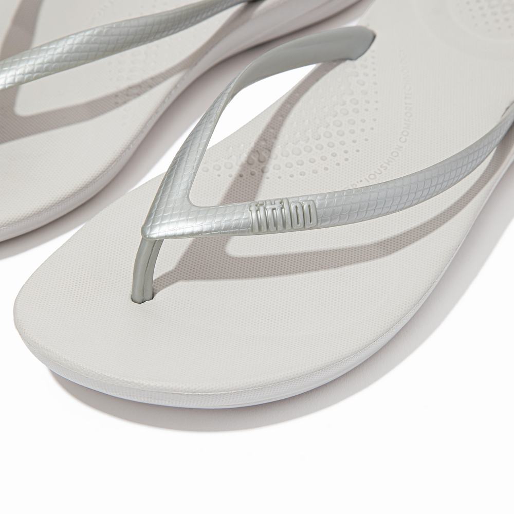 Japonki Fitflop IQUSHION Ergonomic Damskie Srebrne | Polska-87935