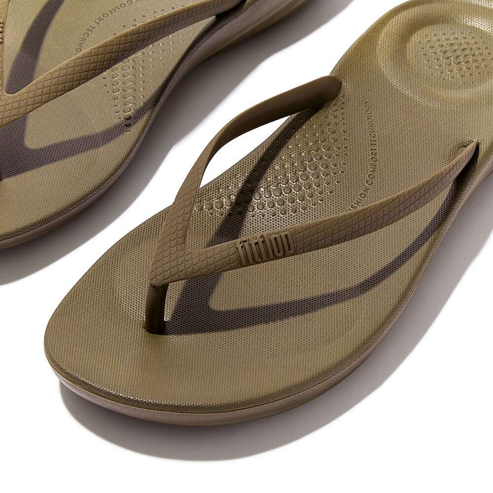 Japonki Fitflop IQUSHION Ergonomic Damskie Oliwkowe | Polska-97580