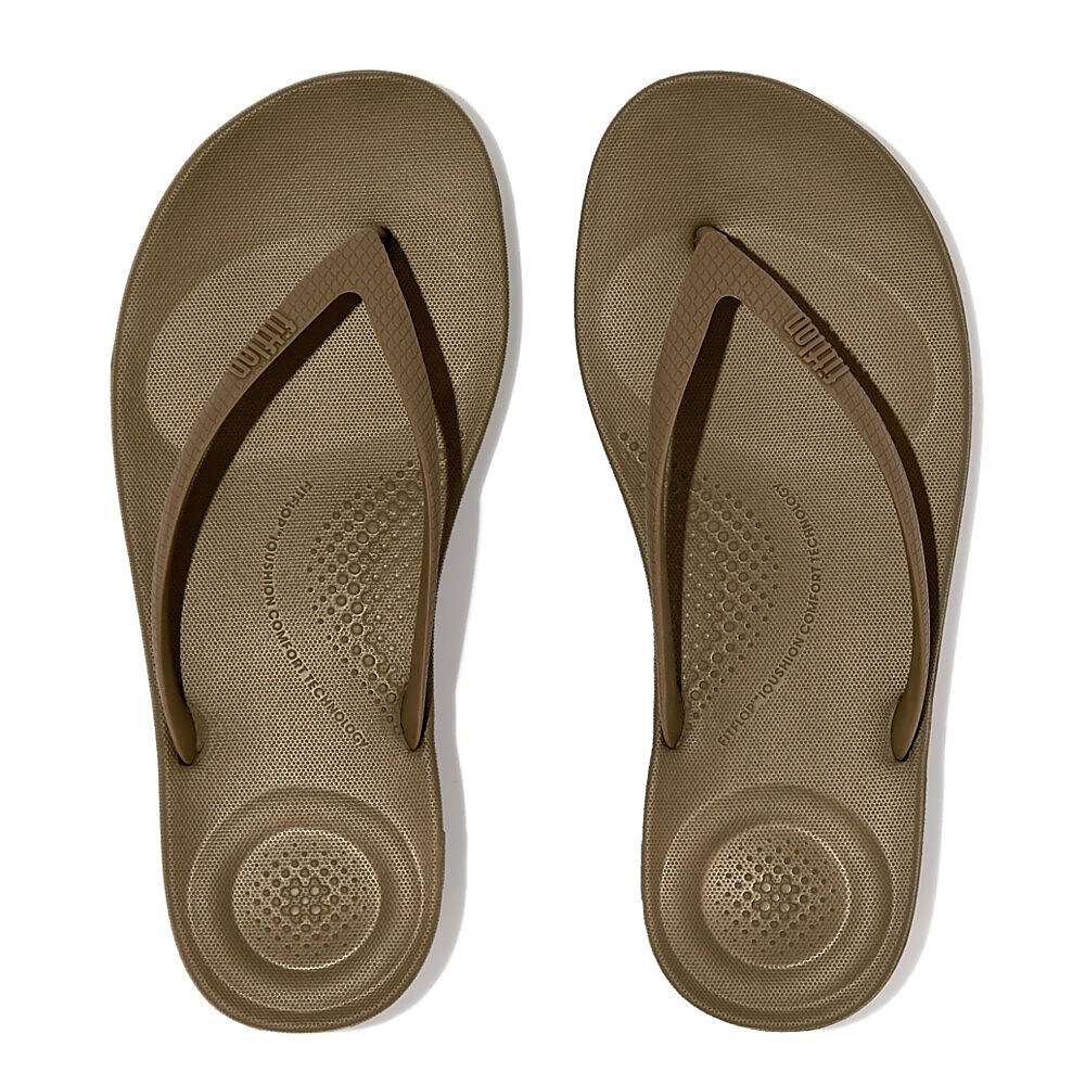 Japonki Fitflop IQUSHION Ergonomic Damskie Oliwkowe | Polska-97580