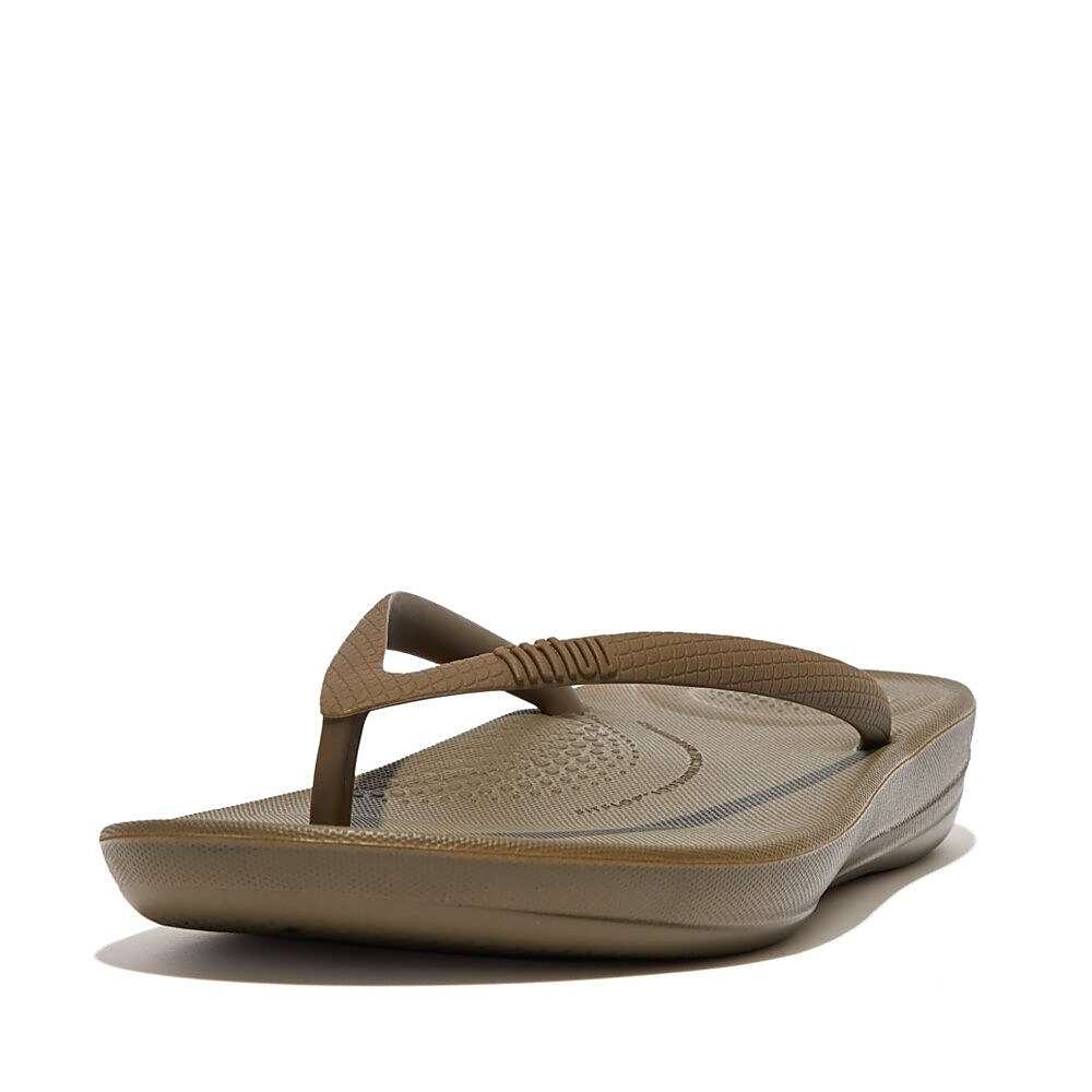 Japonki Fitflop IQUSHION Ergonomic Damskie Oliwkowe | Polska-97580