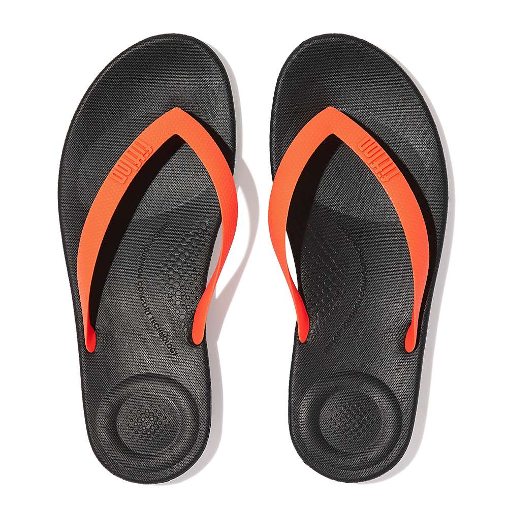 Japonki Fitflop IQUSHION Ergonomic Męskie Czarne Pomarańczowe | Polska-47092