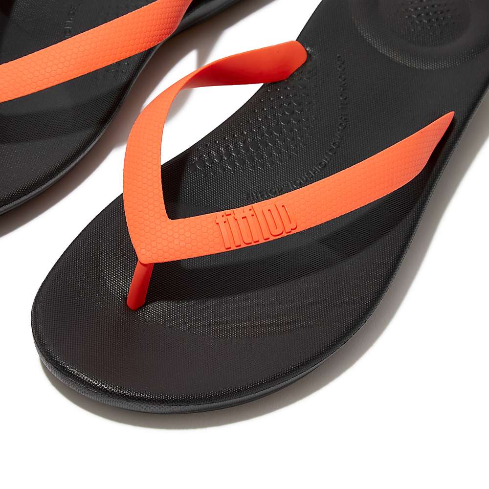 Japonki Fitflop IQUSHION Ergonomic Męskie Czarne Pomarańczowe | Polska-47092