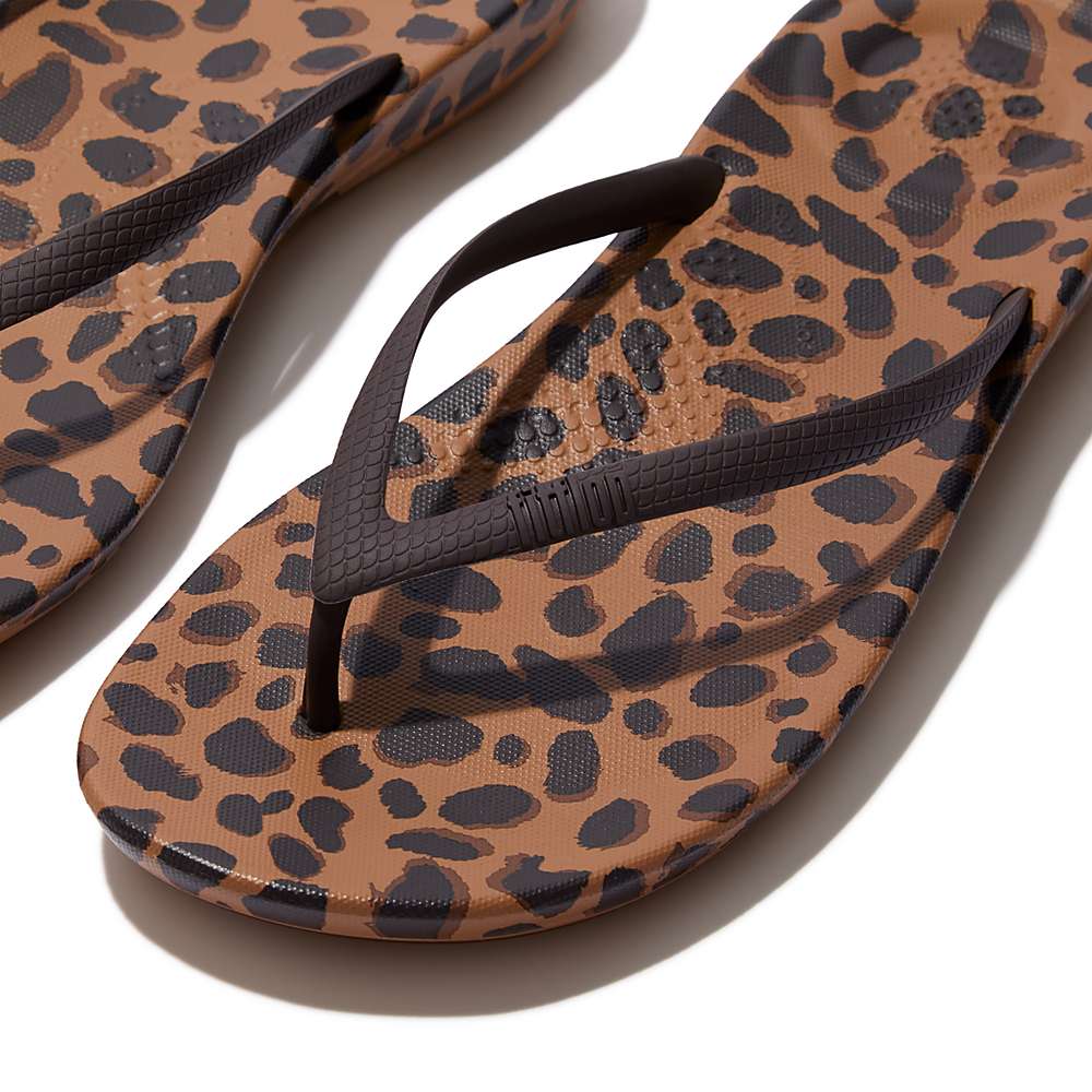 Japonki Fitflop IQUSHION Leopard-Print Damskie Panterka | Polska-34275