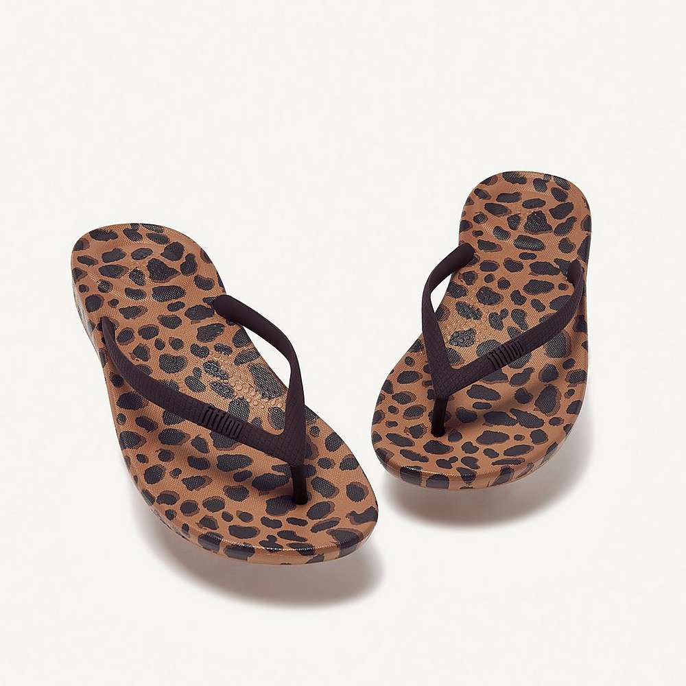 Japonki Fitflop IQUSHION Leopard-Print Damskie Panterka | Polska-34275