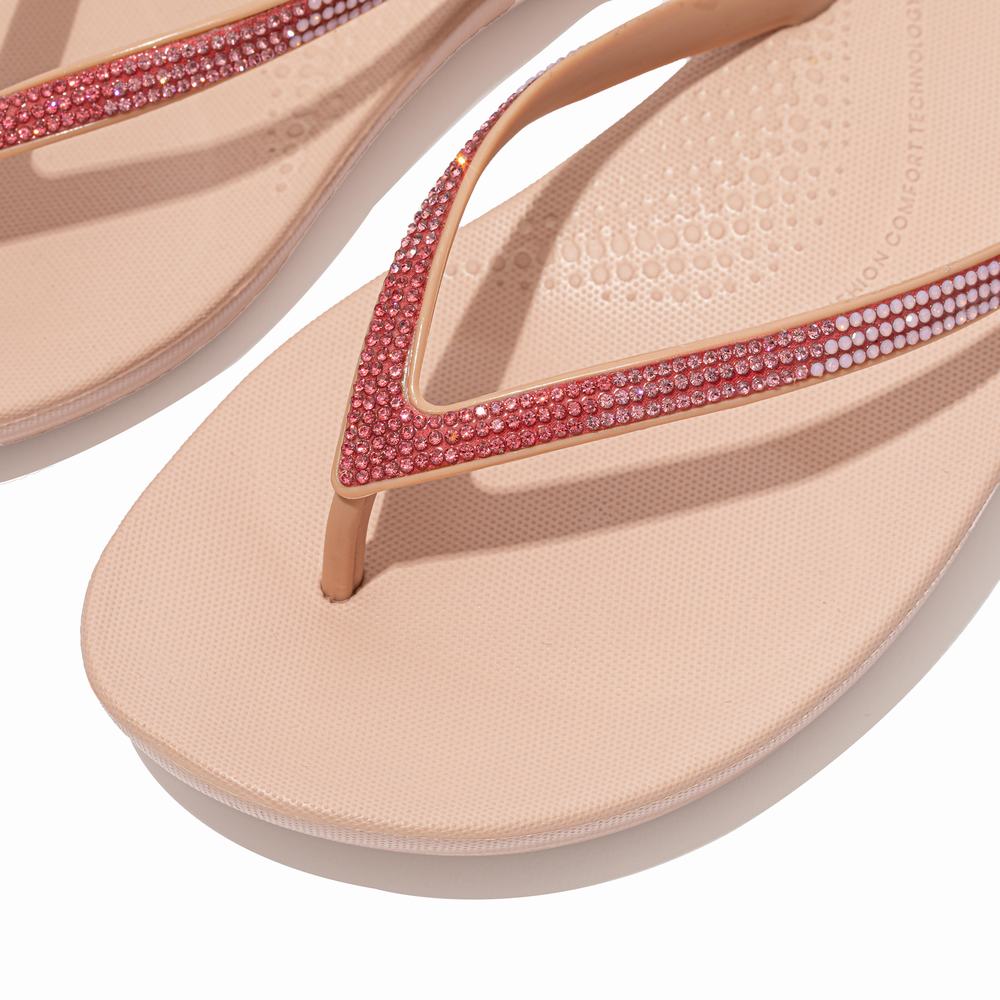 Japonki Fitflop IQUSHION Ombre Sparkle Damskie Różowe | Polska-02547