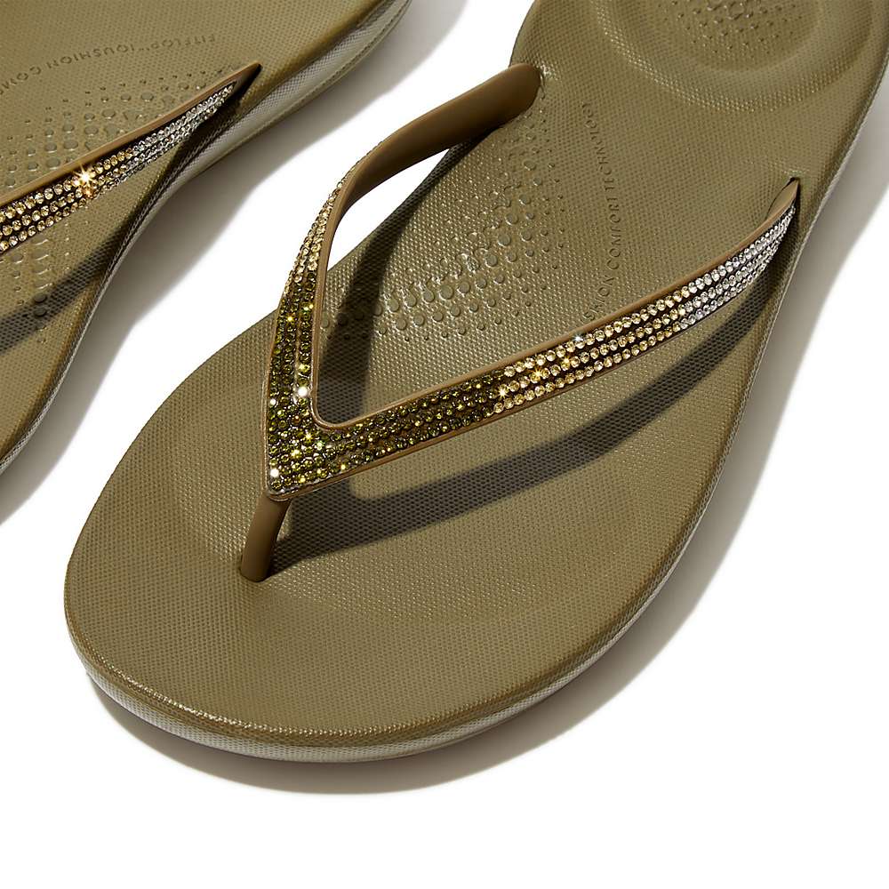 Japonki Fitflop IQUSHION Ombre Sparkle Damskie Oliwkowe | Polska-61302