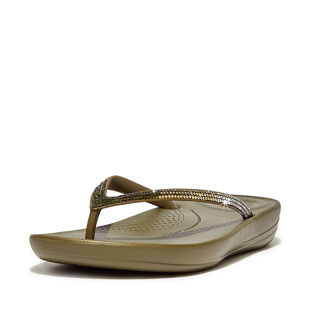 Japonki Fitflop IQUSHION Ombre Sparkle Damskie Oliwkowe | Polska-61302