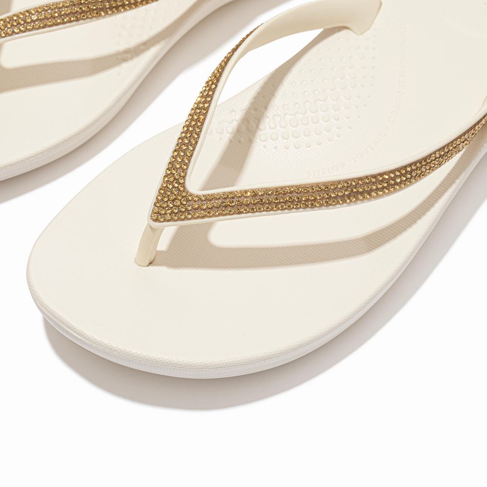 Japonki Fitflop IQUSHION Sparkle Ergonomic Damskie Kremowe | Polska-83276