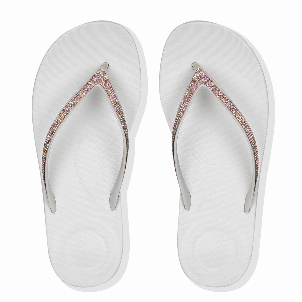 Japonki Fitflop IQUSHION Sparkle Ergonomic Damskie Białe | Polska-98650