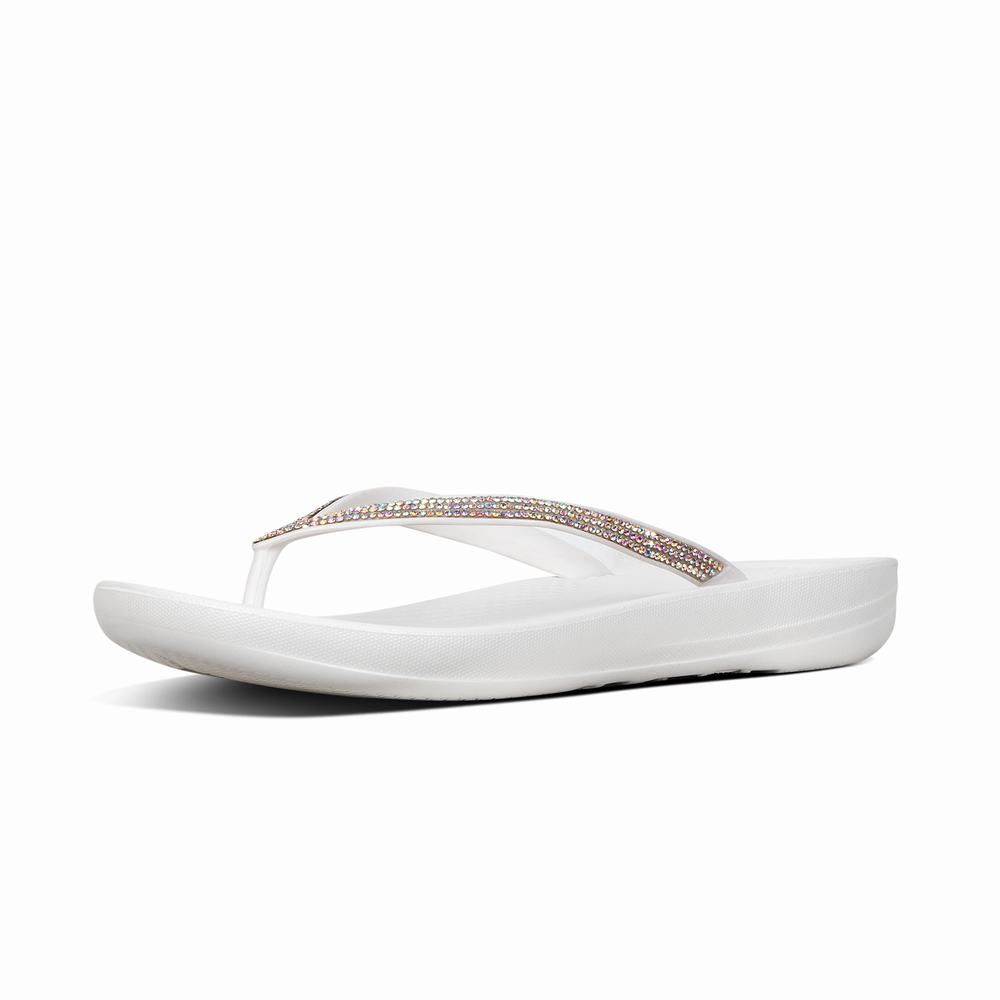 Japonki Fitflop IQUSHION Sparkle Ergonomic Damskie Białe | Polska-98650