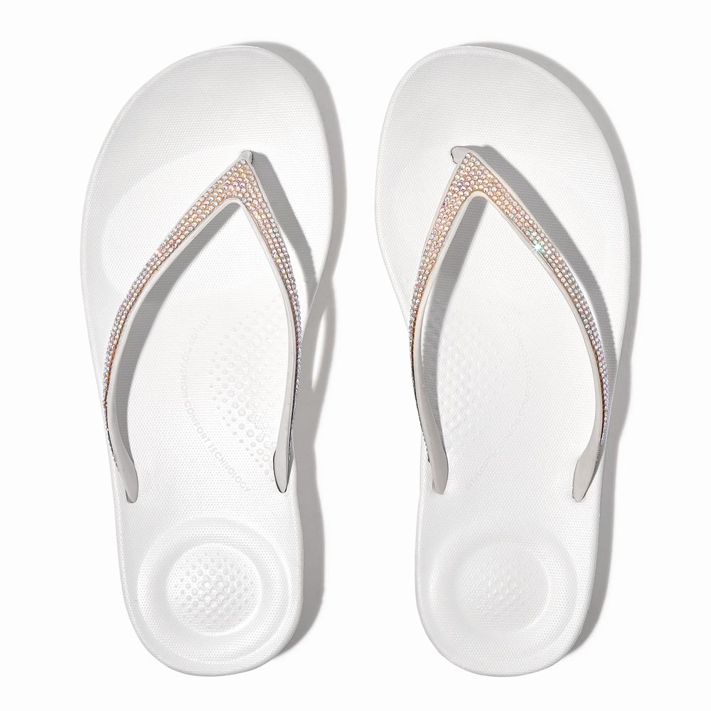 Japonki Fitflop IQUSHION Sparkle Ergonomic Damskie Białe | Polska-98650