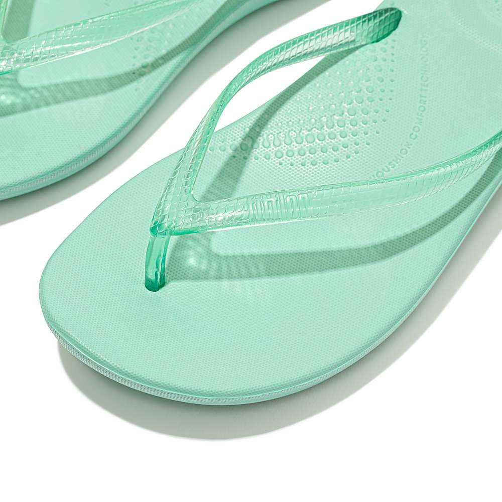 Japonki Fitflop IQUSHION Transparent Damskie Zielone | Polska-75129