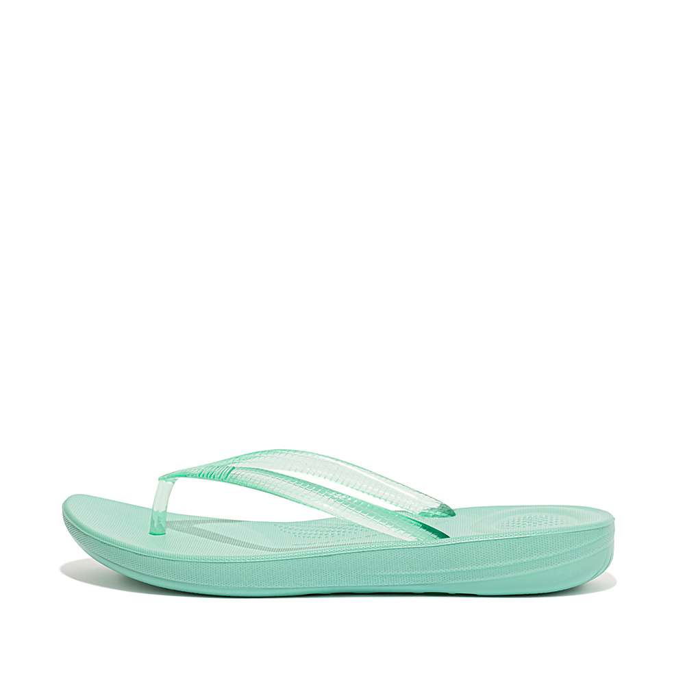 Japonki Fitflop IQUSHION Transparent Damskie Zielone | Polska-75129