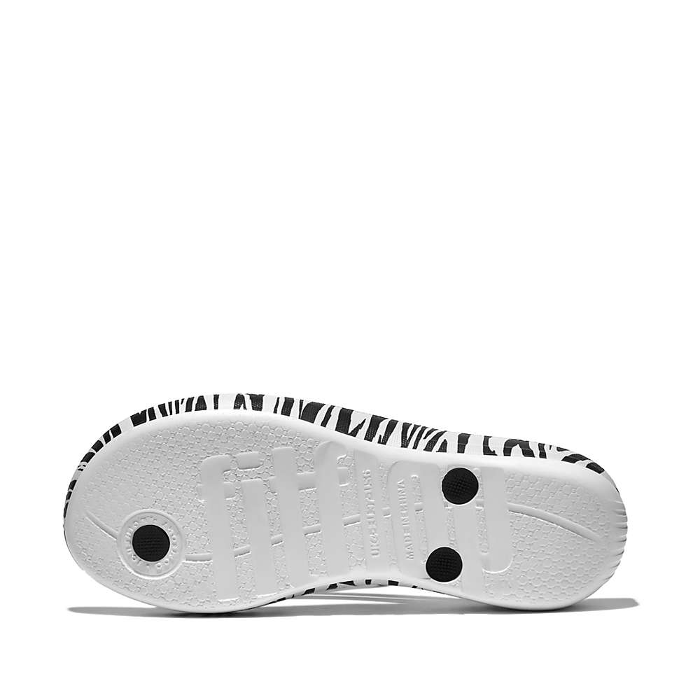 Japonki Fitflop IQUSHION Zebra Print Ergonomic Damskie Czarne Białe | Polska-47983