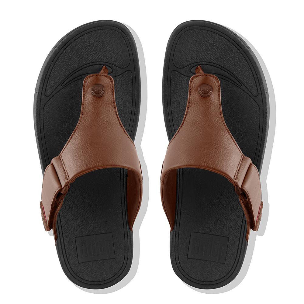 Japonki Fitflop TRAKK II Leather Męskie Ciemny Brązowe | Polska-75632