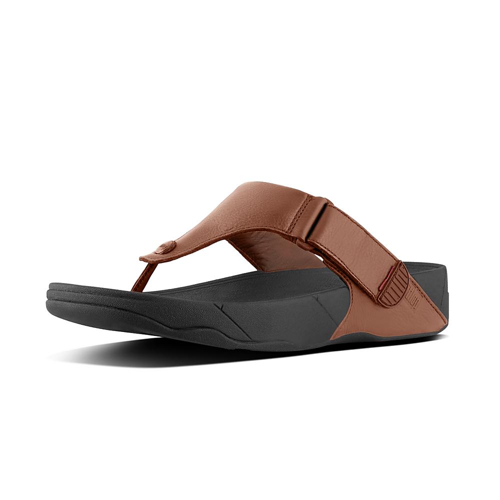 Japonki Fitflop TRAKK II Leather Męskie Ciemny Brązowe | Polska-75632