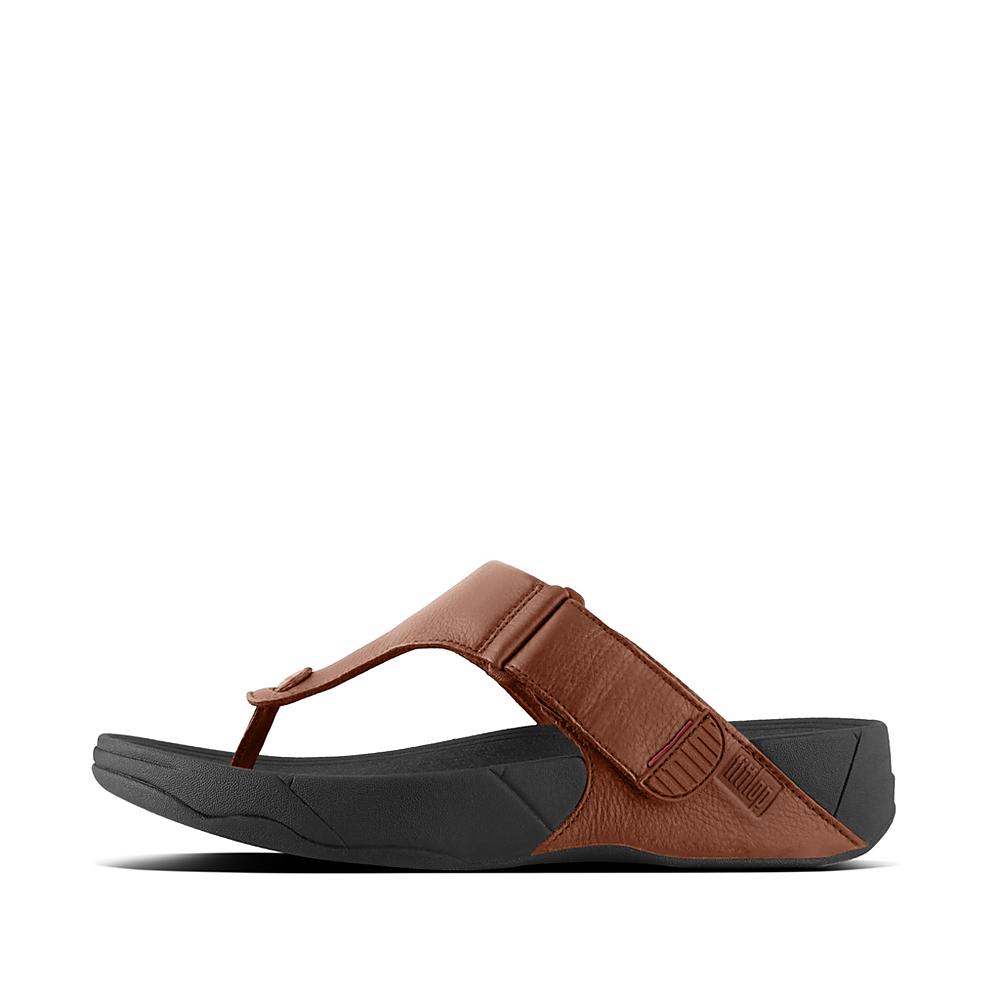 Japonki Fitflop TRAKK II Leather Męskie Ciemny Brązowe | Polska-75632