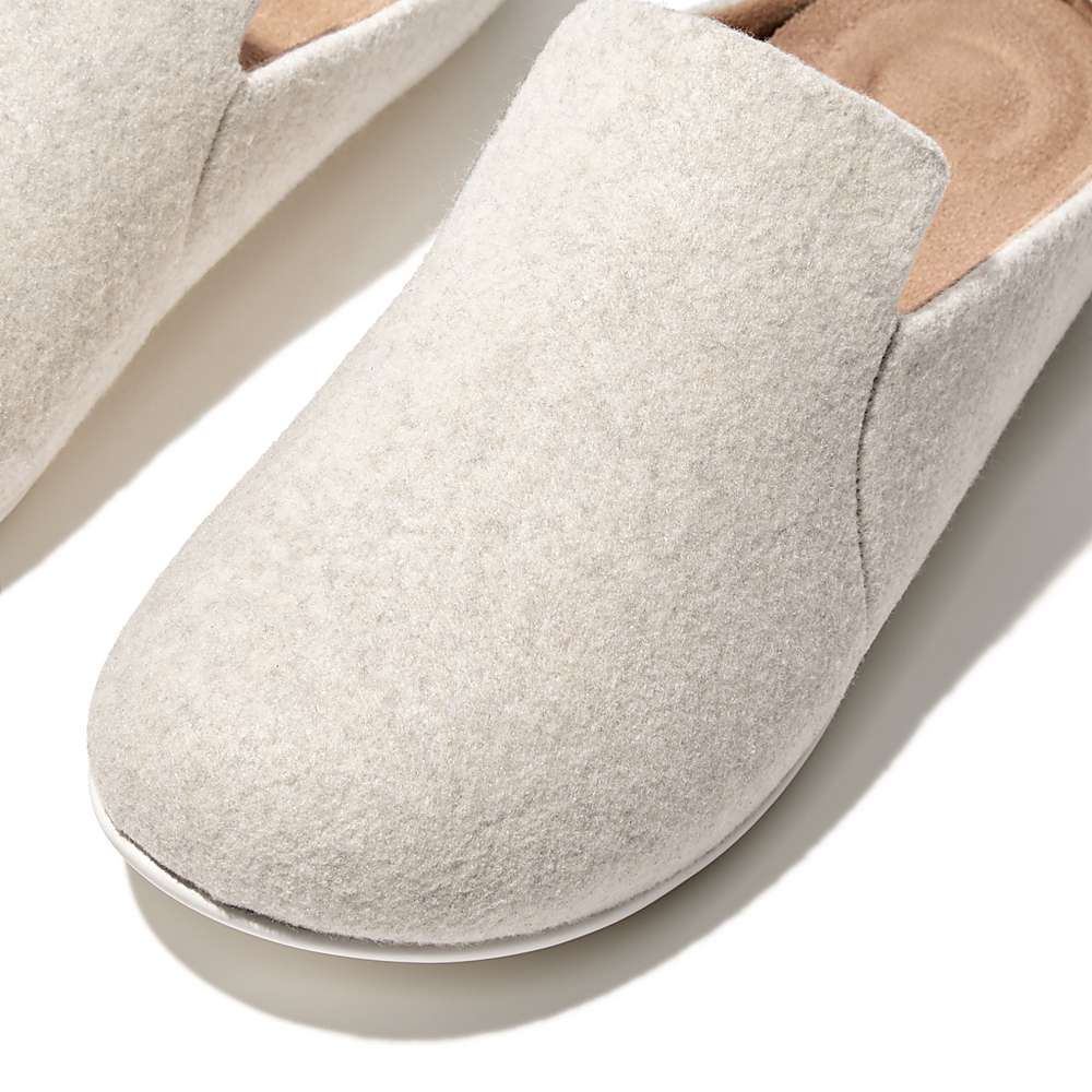 Kapcie Fitflop CHRISSIE II Haus Felt Damskie Białe | Polska-07189