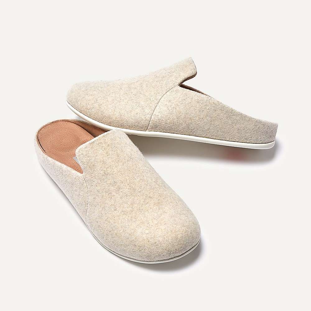 Kapcie Fitflop CHRISSIE II Haus Felt Damskie Białe | Polska-07189