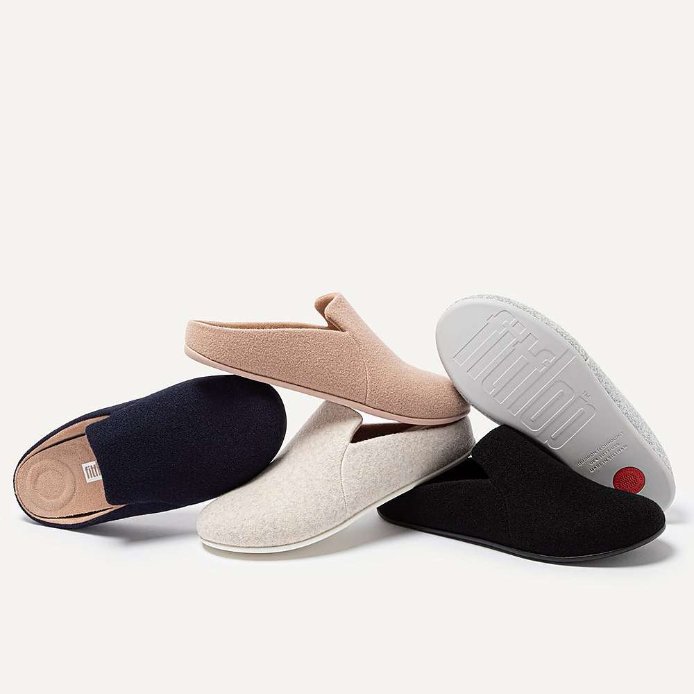 Kapcie Fitflop CHRISSIE II Haus Felt Damskie Beżowe | Polska-17834