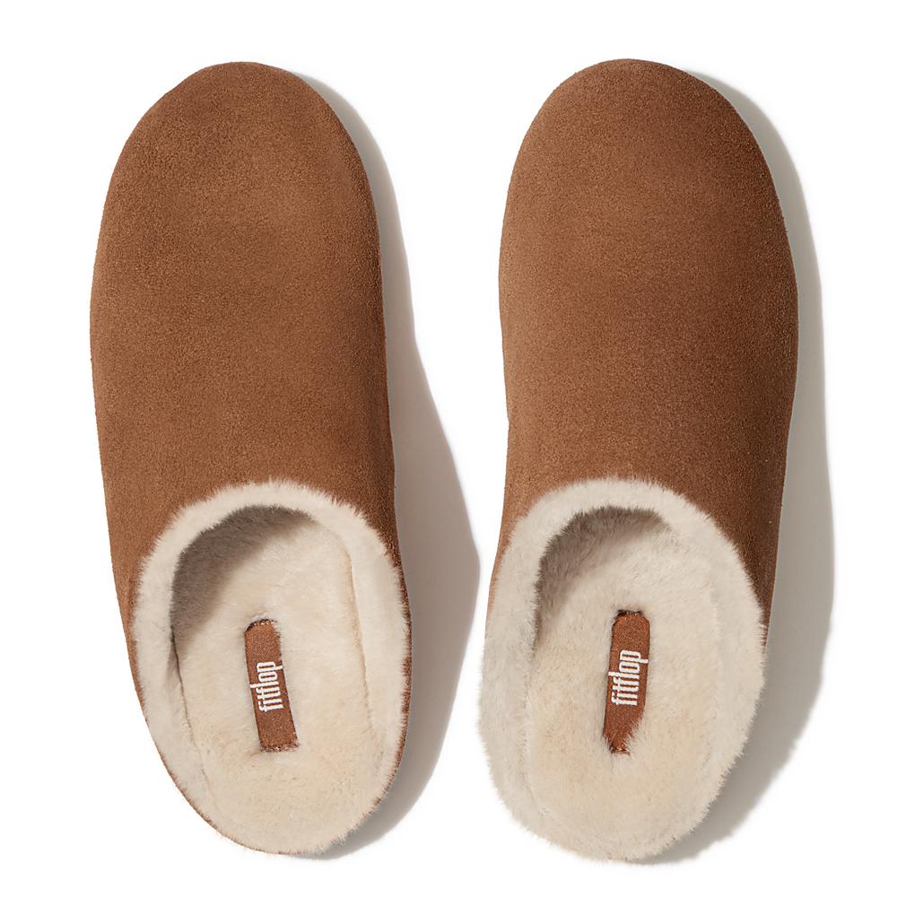 Kapcie Fitflop CHRISSIE Shearling Suede Damskie Brązowe | Polska-40981