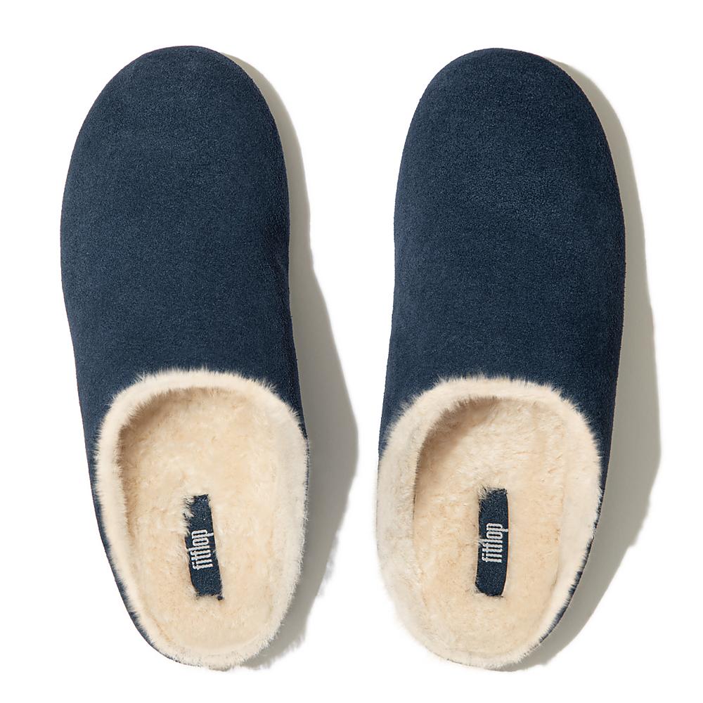 Kapcie Fitflop CHRISSIE Shearling Suede Damskie Granatowe | Polska-53847