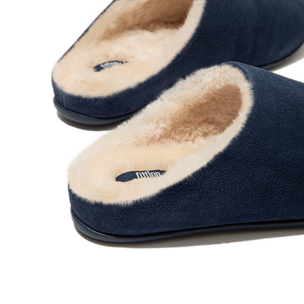 Kapcie Fitflop CHRISSIE Shearling Suede Damskie Granatowe | Polska-53847