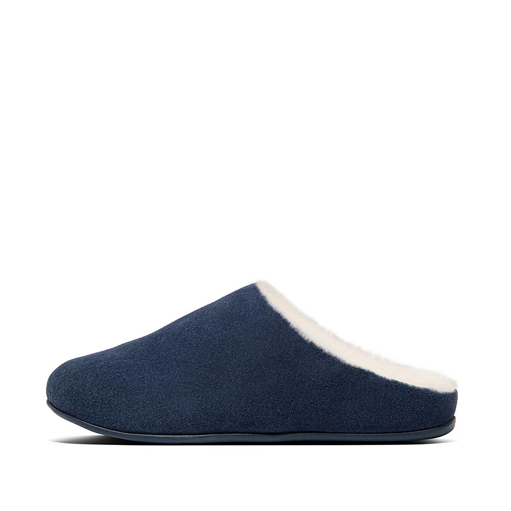 Kapcie Fitflop CHRISSIE Shearling Suede Damskie Granatowe | Polska-53847