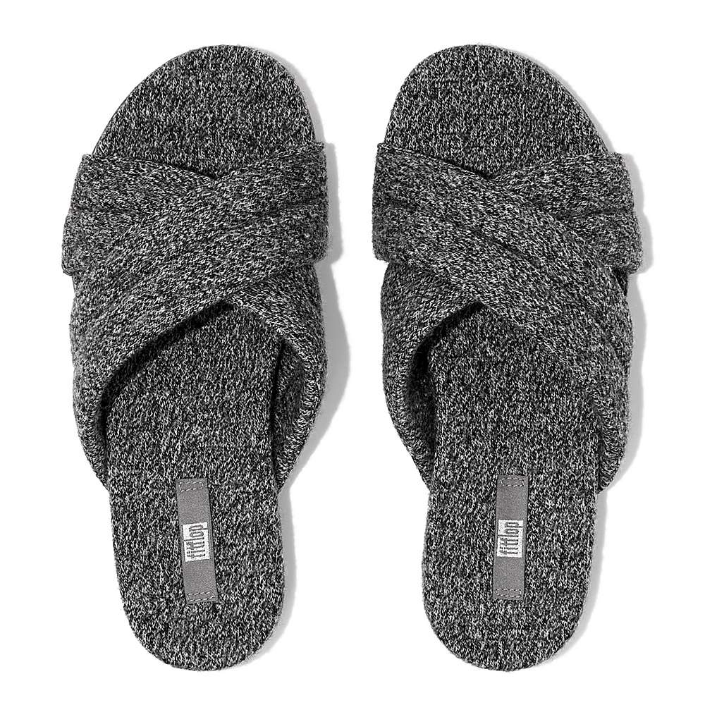 Kapcie Fitflop GRACIE E01 Merino Wełna-Mix Cross Damskie Szare | Polska-82154