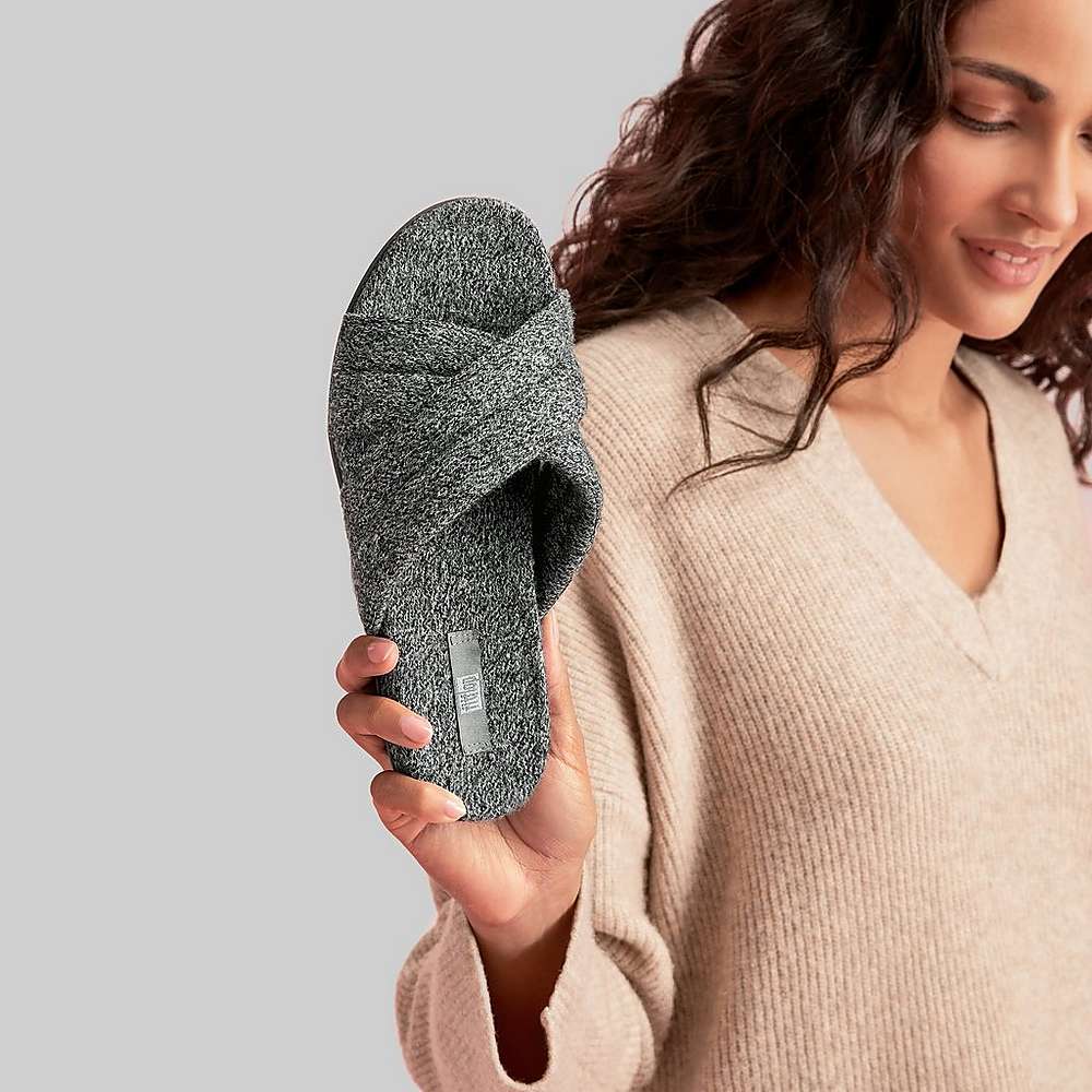 Kapcie Fitflop GRACIE E01 Merino Wełna-Mix Cross Damskie Szare | Polska-82154