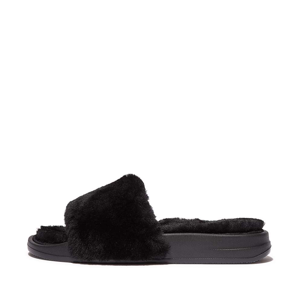 Kapcie Fitflop IQUSHION Shearling Damskie Czarne | Polska-36829