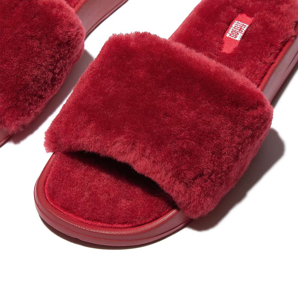 Kapcie Fitflop IQUSHION Shearling Damskie Czerwone | Polska-87304