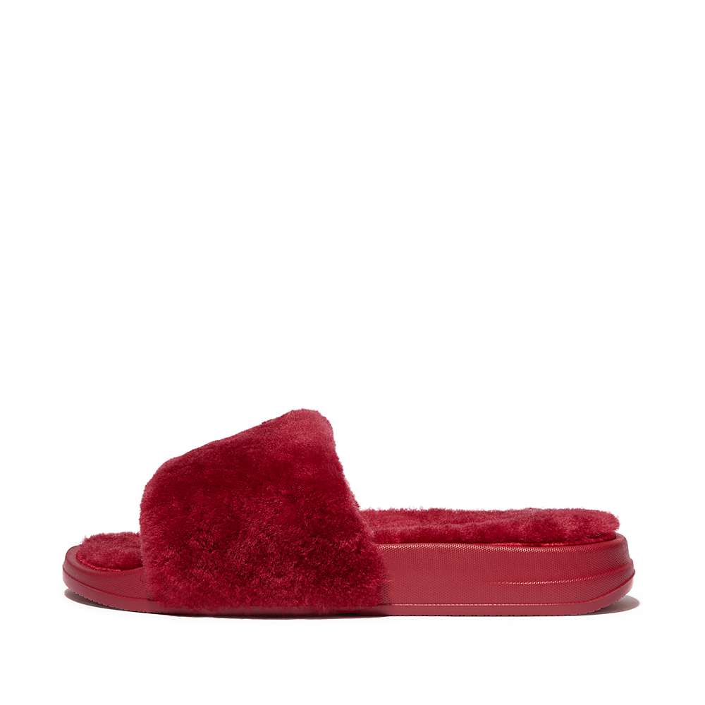 Kapcie Fitflop IQUSHION Shearling Damskie Czerwone | Polska-87304