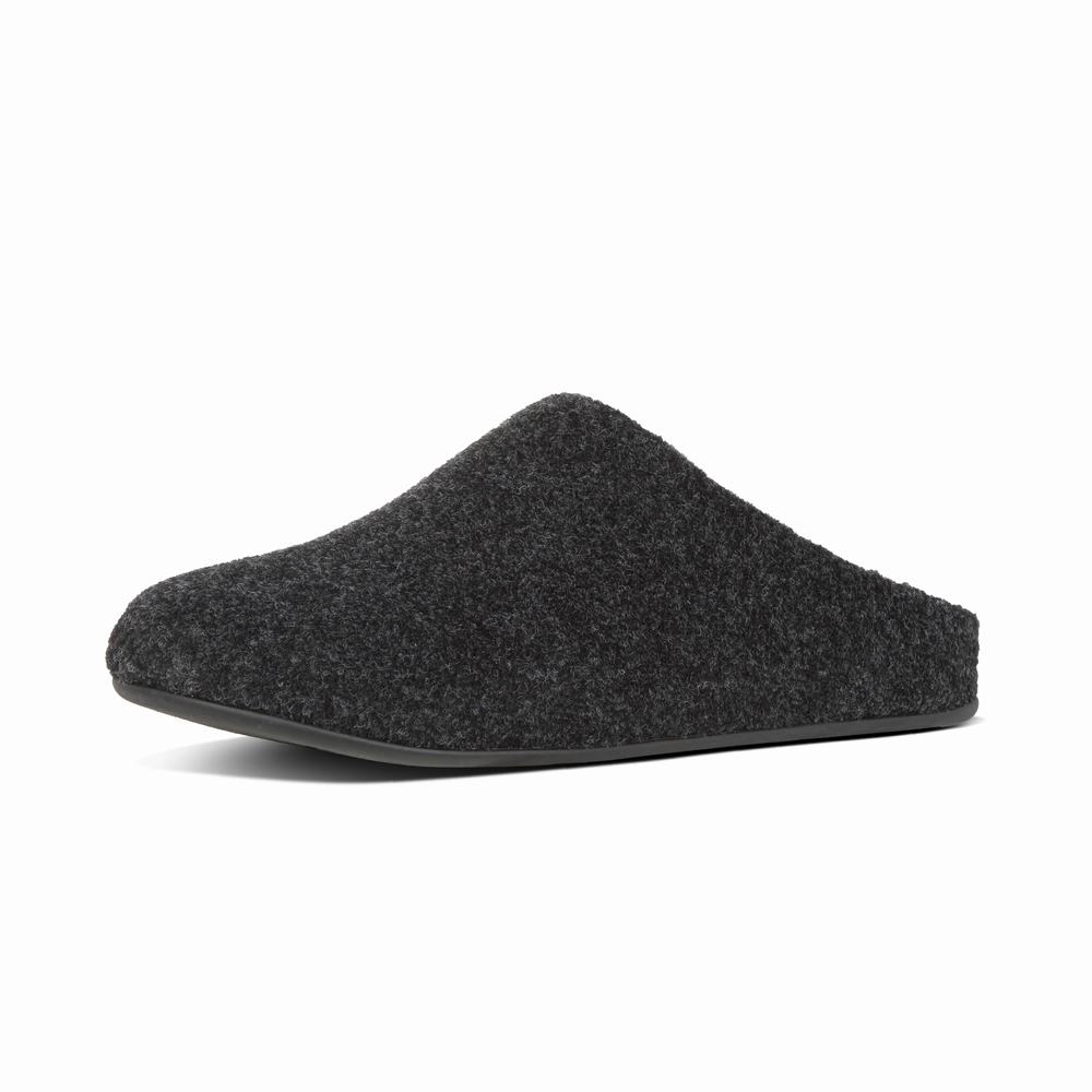 Kapcie Fitflop SHOVE Felt Męskie Czarne | Polska-59240