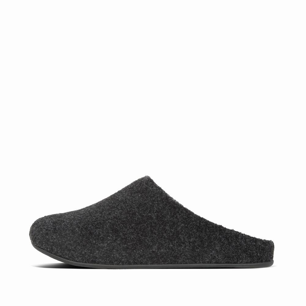 Kapcie Fitflop SHOVE Felt Męskie Czarne | Polska-59240