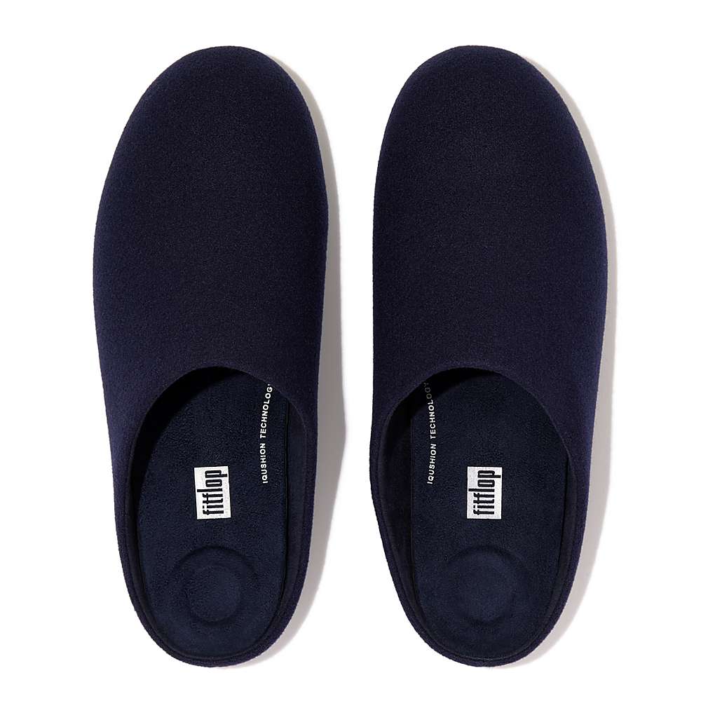 Kapcie Fitflop SHOVE Felt Męskie Granatowe | Polska-03512