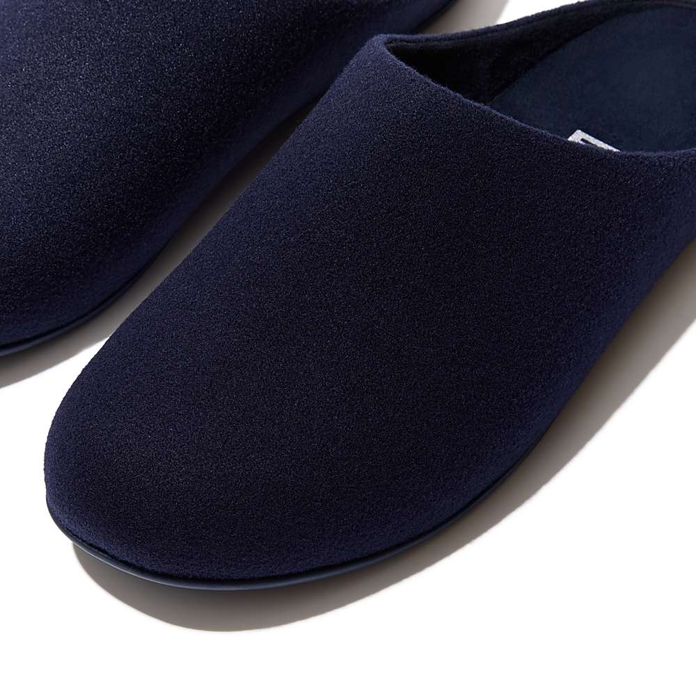 Kapcie Fitflop SHOVE Felt Męskie Granatowe | Polska-03512